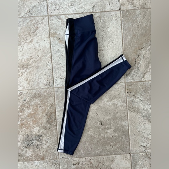 All Fenix High Rise 7/8 Leggings in Navy Blue with White and Black Stripes, L - Picture 7 of 8